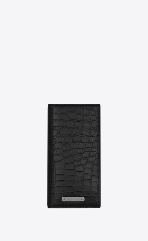 id continental wallet in crocodile embossed leather